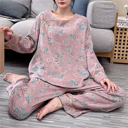 Ensemble pyjama en coton imprimé pivoine grande taille