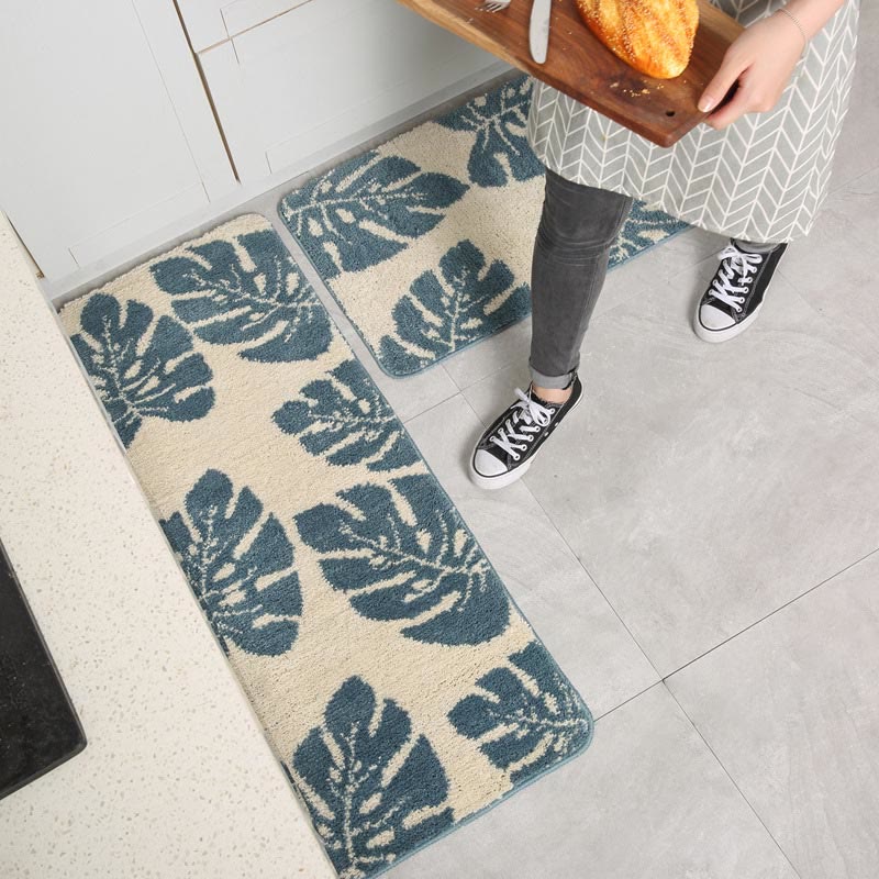 Ownkoti – Tapis de salle de bain antidérapant à motif de feuilles