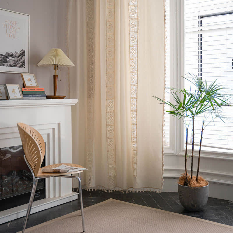 Rideau filtrant la lumière ajouré beige Ownkoti