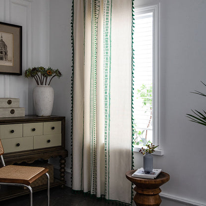 Rideaux semi-occultants Ownkoti en coton de style bohème avec un motif géométrique