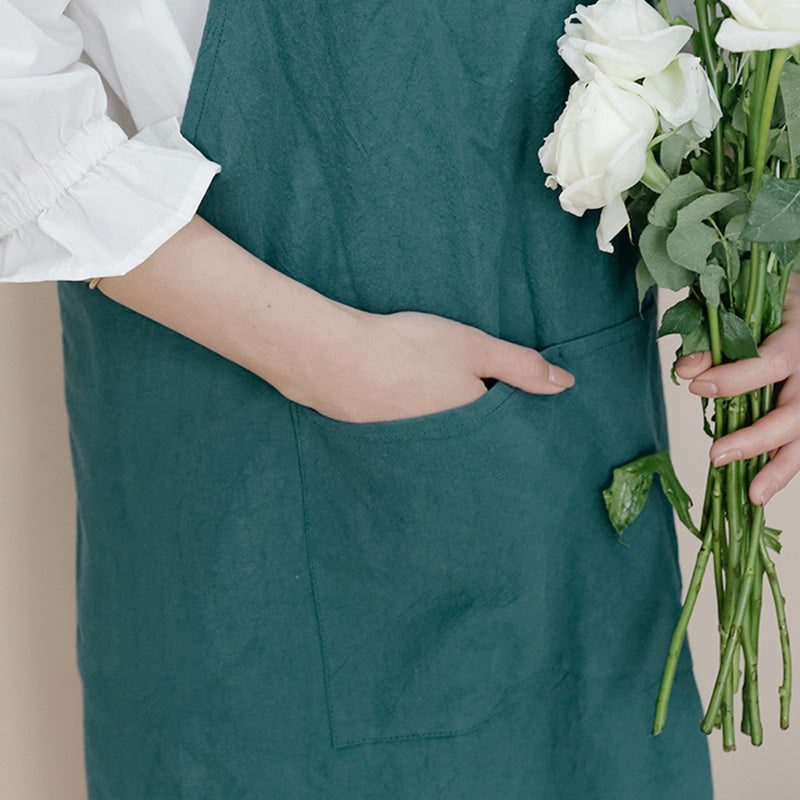 Tablier simple en coton avec dos croisé de couleur pure