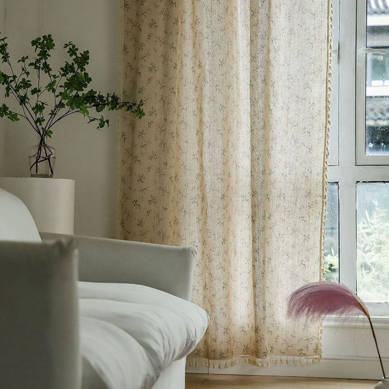 Rideau filtrant la lumière de style campagnard avec motif floral