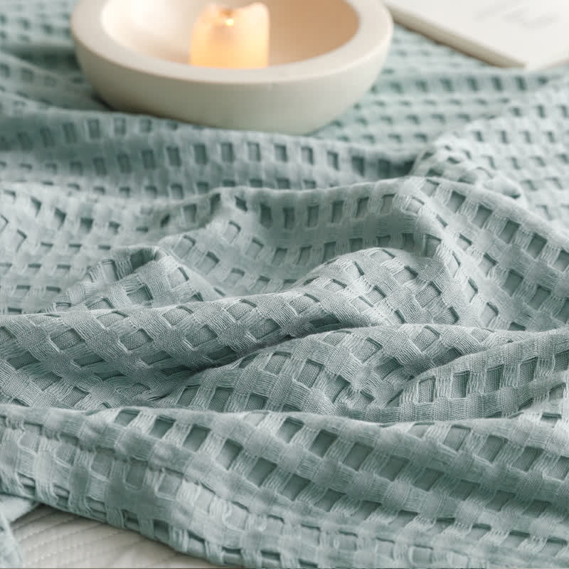 Couette réversible en coton gaufré uni