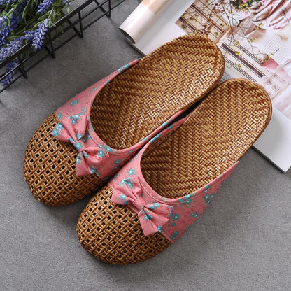 Chaussons plats respirants avec nœud rétro