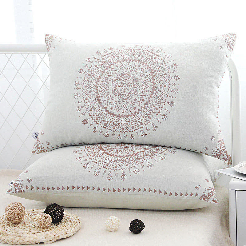 Housses de coussin Mandala en gaze de coton douce (2 pièces)