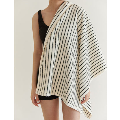 Serviette en coton respirant à rayures blanches et noires