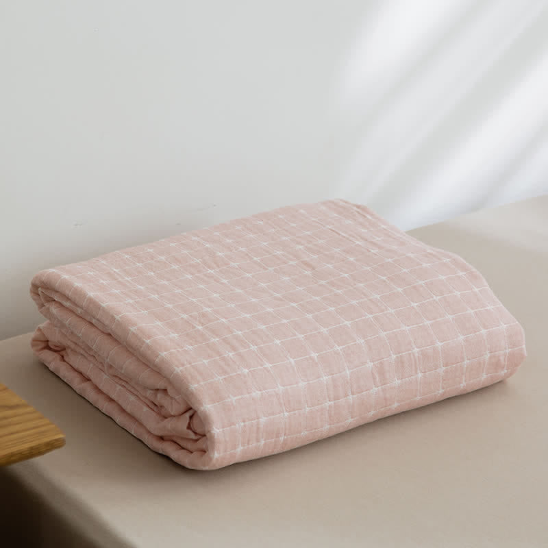 Couette légère en gaze de coton avec un motif quadrillé simple