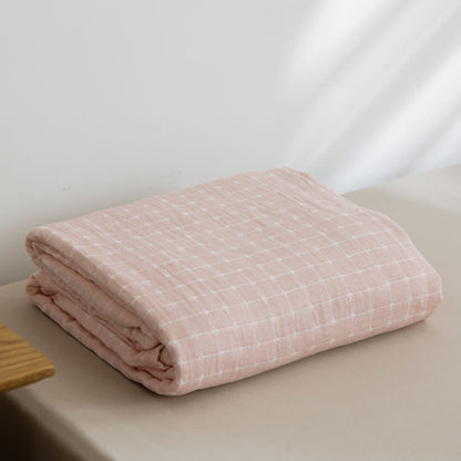 Couette légère en gaze de coton avec un motif quadrillé simple