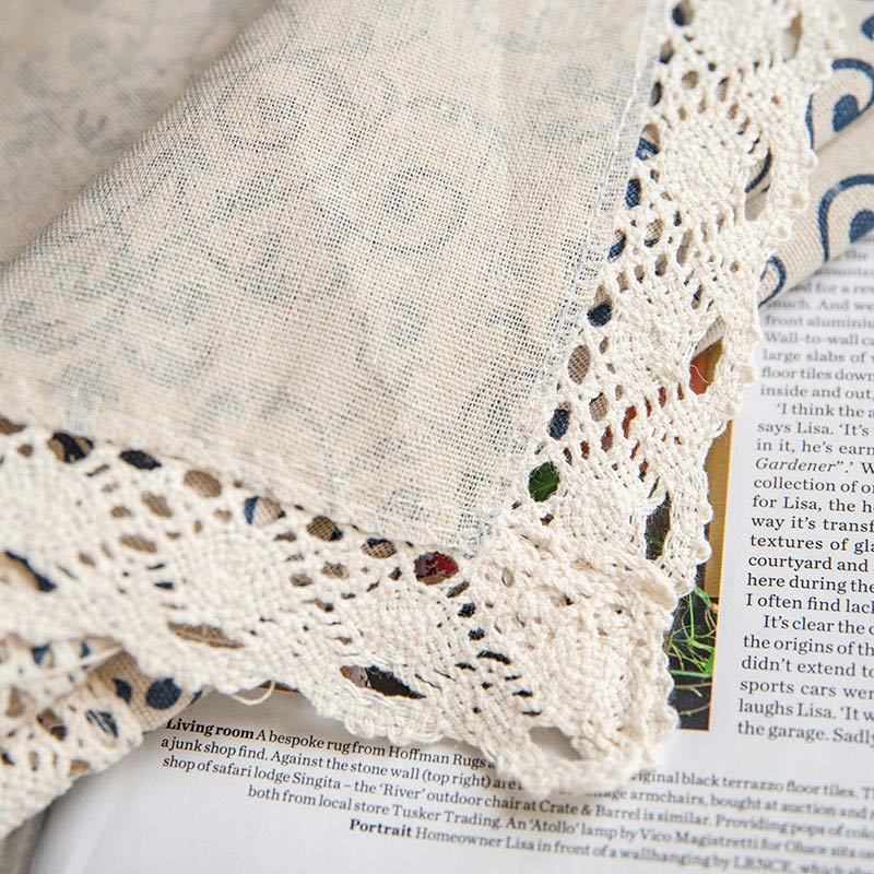 Rideau Boho Ownkoti à motif bleu, semi-occultant