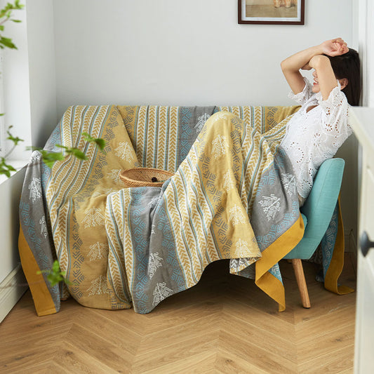 Couverture réversible en coton Ownkoti avec imprimé épis de blé