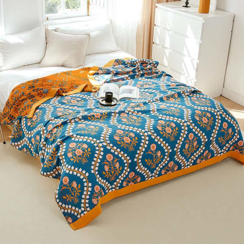 Couette réversible en gaze de coton avec jacinthes des bois