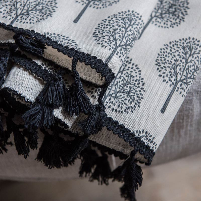Rideau en coton et lin de style campagnard avec motif d'arbre
