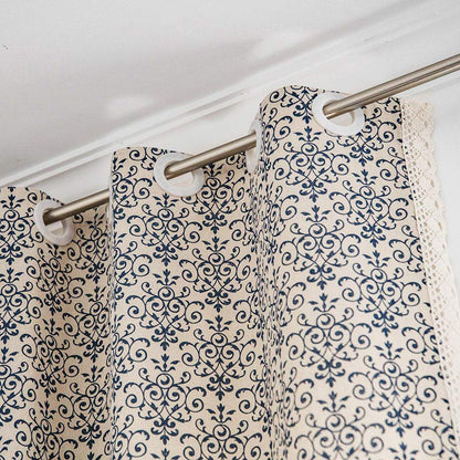 Rideau Boho Ownkoti à motif bleu, semi-occultant