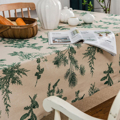 Nappe en coton et lin avec motif Pine Bird