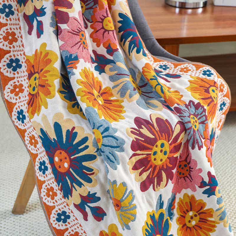 Serviette de bain en coton doux avec des fleurs lumineuses