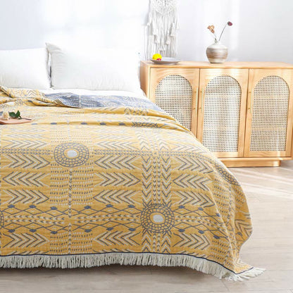 Couette réversible en coton doux à motif géométrique