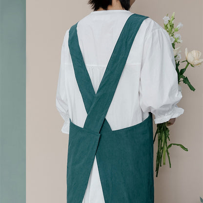 Tablier simple en coton avec dos croisé de couleur pure