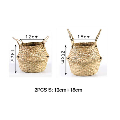 Panier en jonc de mer tissé Ownkoti, panier de rangement pour pots de fleurs (lot de 2)