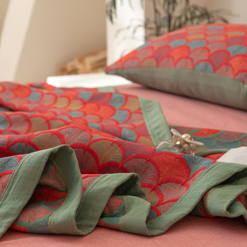 Couette réversible en coton avec des écailles de poisson brillantes