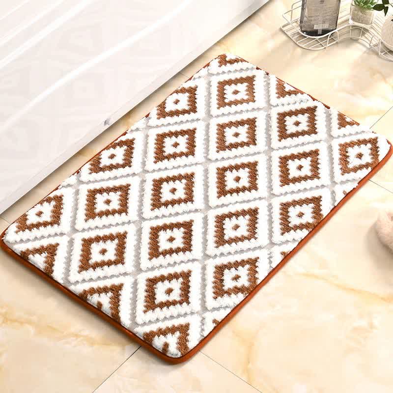Tapis de bain doux et antidérapant avec grille en losanges