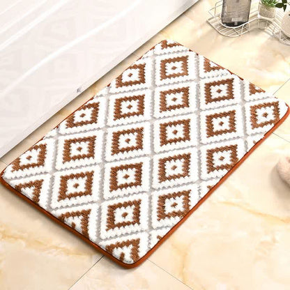 Tapis de bain doux et antidérapant avec grille en losanges