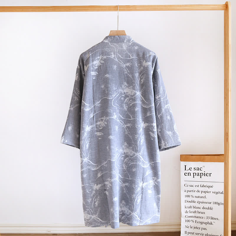 Pyjama peignoir confortable avec peinture à l'encre jacquard