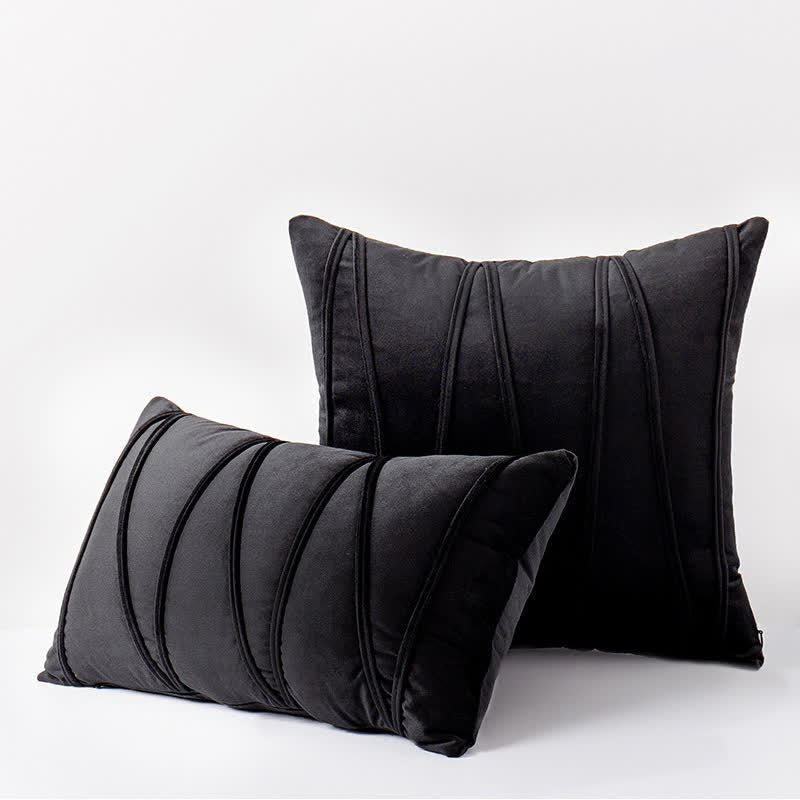 Housse de coussin décorative en velours doux à motif rayé