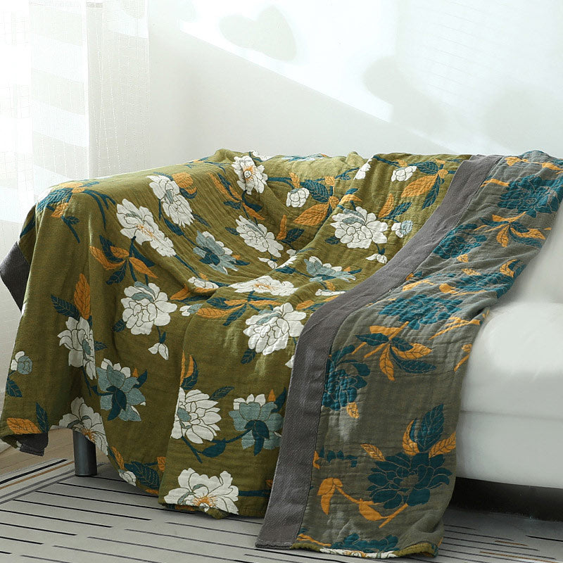 Couverture réversible Ownkoti à motif floral, housse de canapé en coton