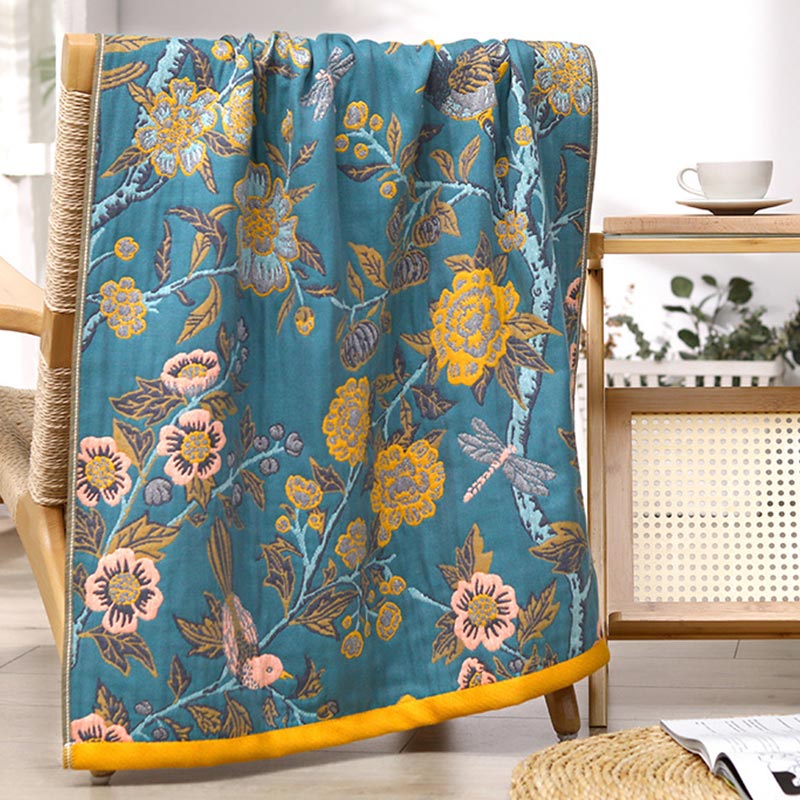 Serviette de bain réversible avec motif hibiscus aux couleurs vives