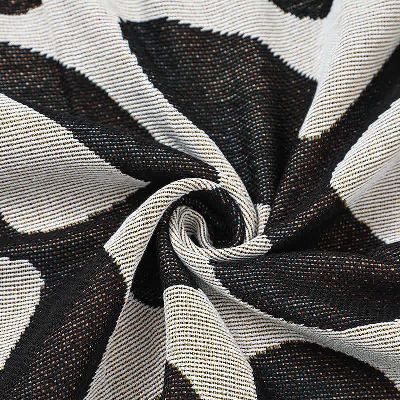 Couverture légère et douce avec pompon en forme de feuille rétro