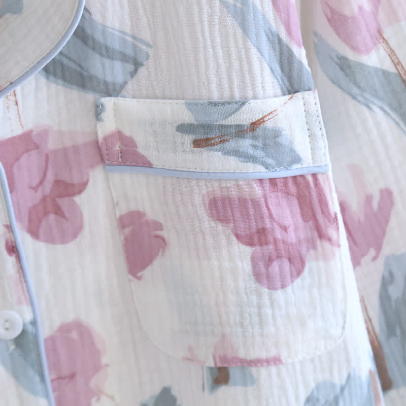 Ensemble de nuit chic en gaze de coton à motif floral