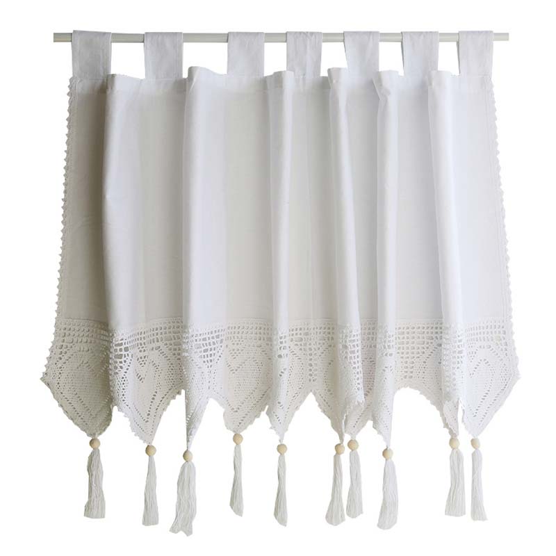 Rideau de placard en coton blanc, rideau court