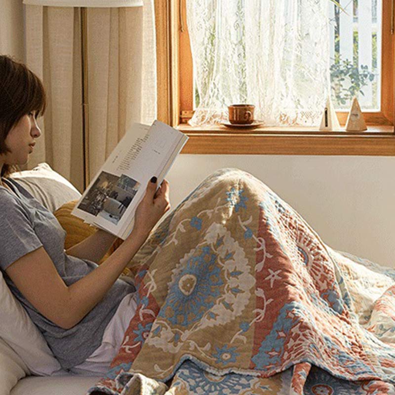 Couette double face en coton à motif circulaire