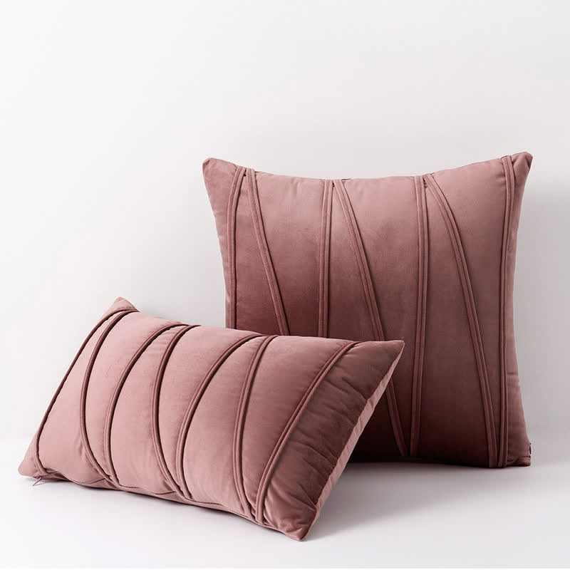 Housse de coussin décorative en velours doux à motif rayé