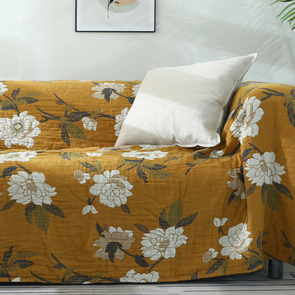 Couverture réversible Ownkoti à motif floral, housse de canapé en coton