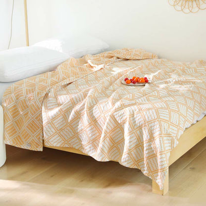Couette à trois couches Ownkoti Plaid en pur coton - Jaune - 200cm x 230cm - image 8