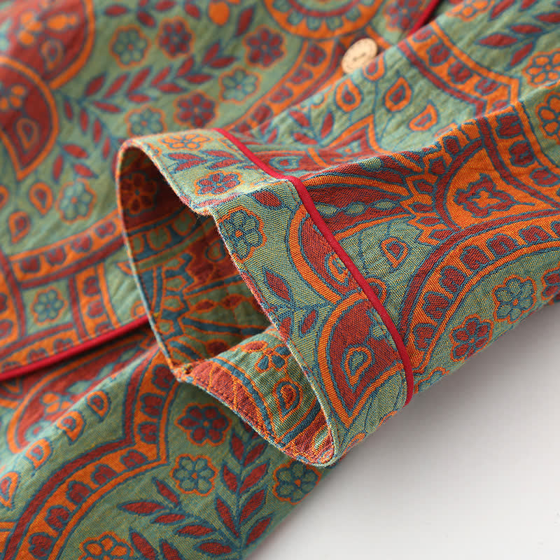 Ensemble de vêtements d'intérieur à col rond avec motif jacquard vintage - image 8