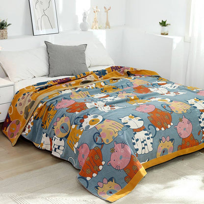 Couette réversible en coton Ownkoti avec un joli motif de dessin animé animalier