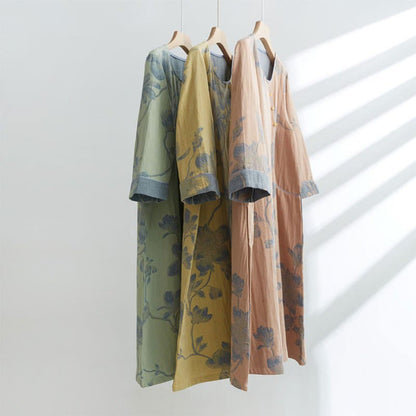 Chemise de nuit courte en coton jacquard « Magnolia »
