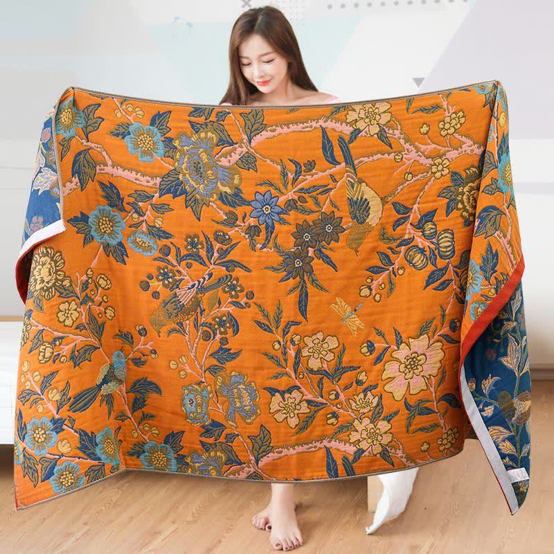 Serviette de bain réversible avec motif hibiscus aux couleurs vives