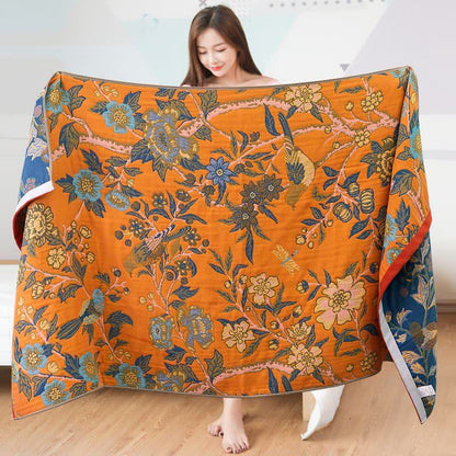 Serviette de bain réversible avec motif hibiscus aux couleurs vives