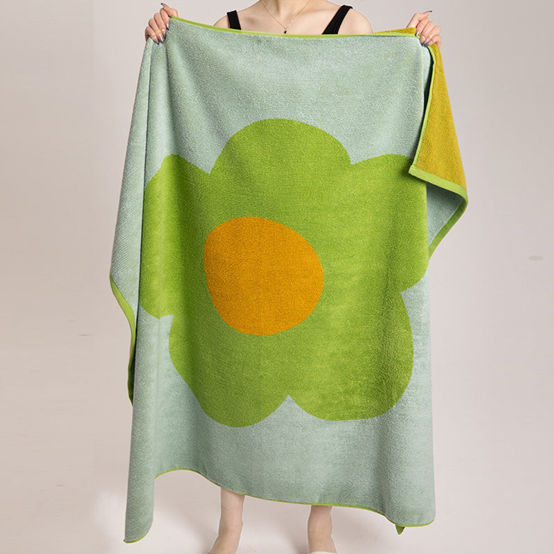 Serviette en coton respirant avec motif floral et design en blocs de couleurs