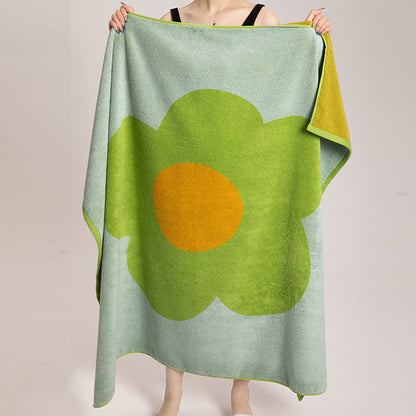 Serviette en coton respirant avec motif floral et design en blocs de couleurs