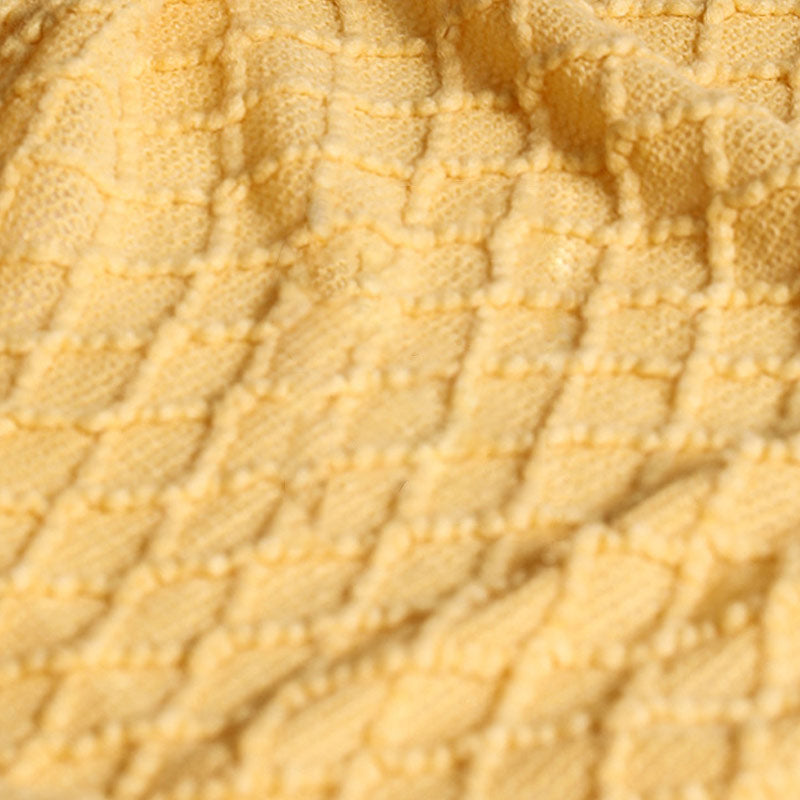 Ownkoti – Couverture tricotée avec motif prisme et pompons