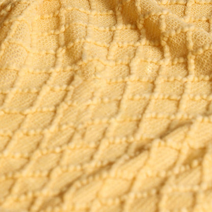 Ownkoti – Couverture tricotée avec motif prisme et pompons