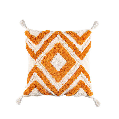 Housse de coussin Ownkoti Maroc en jacquard avec pompons
