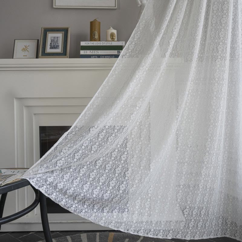 Rideau décoratif floral jacquard Ownkoti avec ourlet