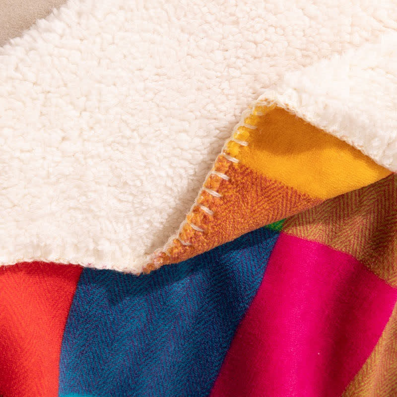 Couverture épaisse Ownkoti avec motif à carreaux colorés