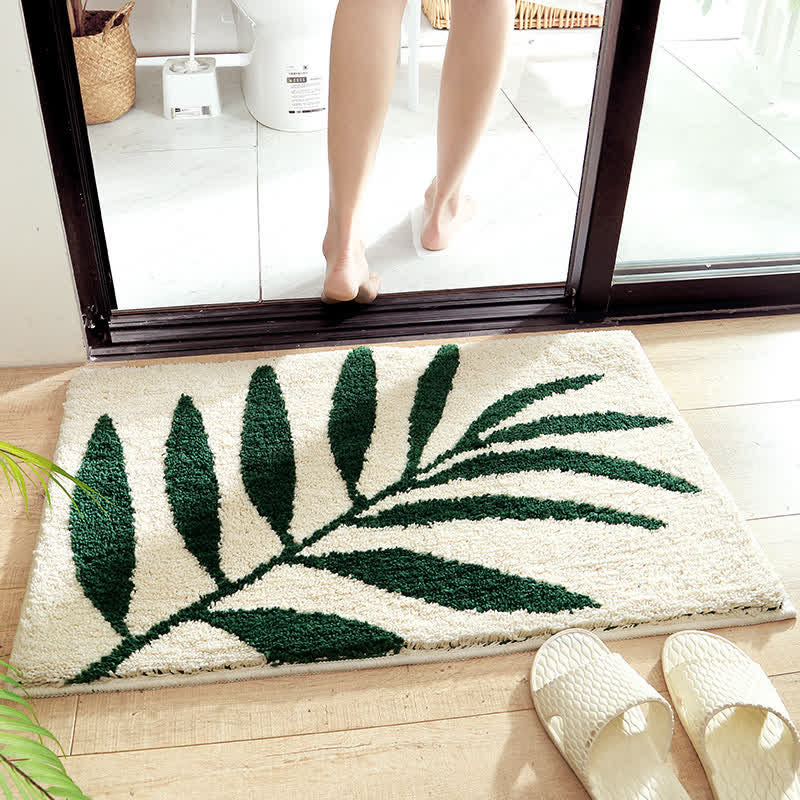 Ownkoti Tapis de sol doux et antidérapant avec motif de feuilles vertes - D - 50 cm x 80 cm - image 8