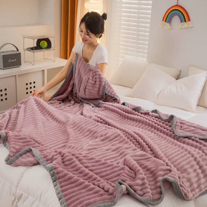 Couverture réversible unie en velours doux